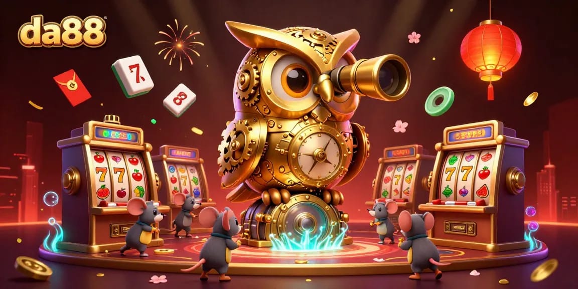Experience the excitement at da88 casino with dynamic 3D scenes featuring vibrant gaming elements.