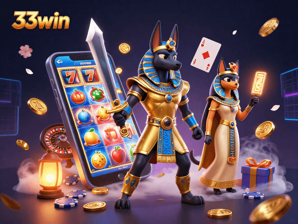 Engage with 33win, where Anubis and Bastet lead you through exhilarating slot game adventures.