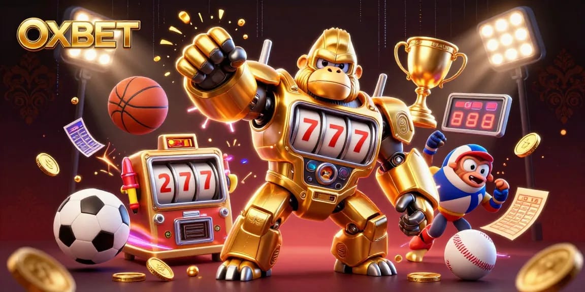 Experience the excitement of OXBET with a vibrant 3D gaming illustration showcasing thrilling betting action.