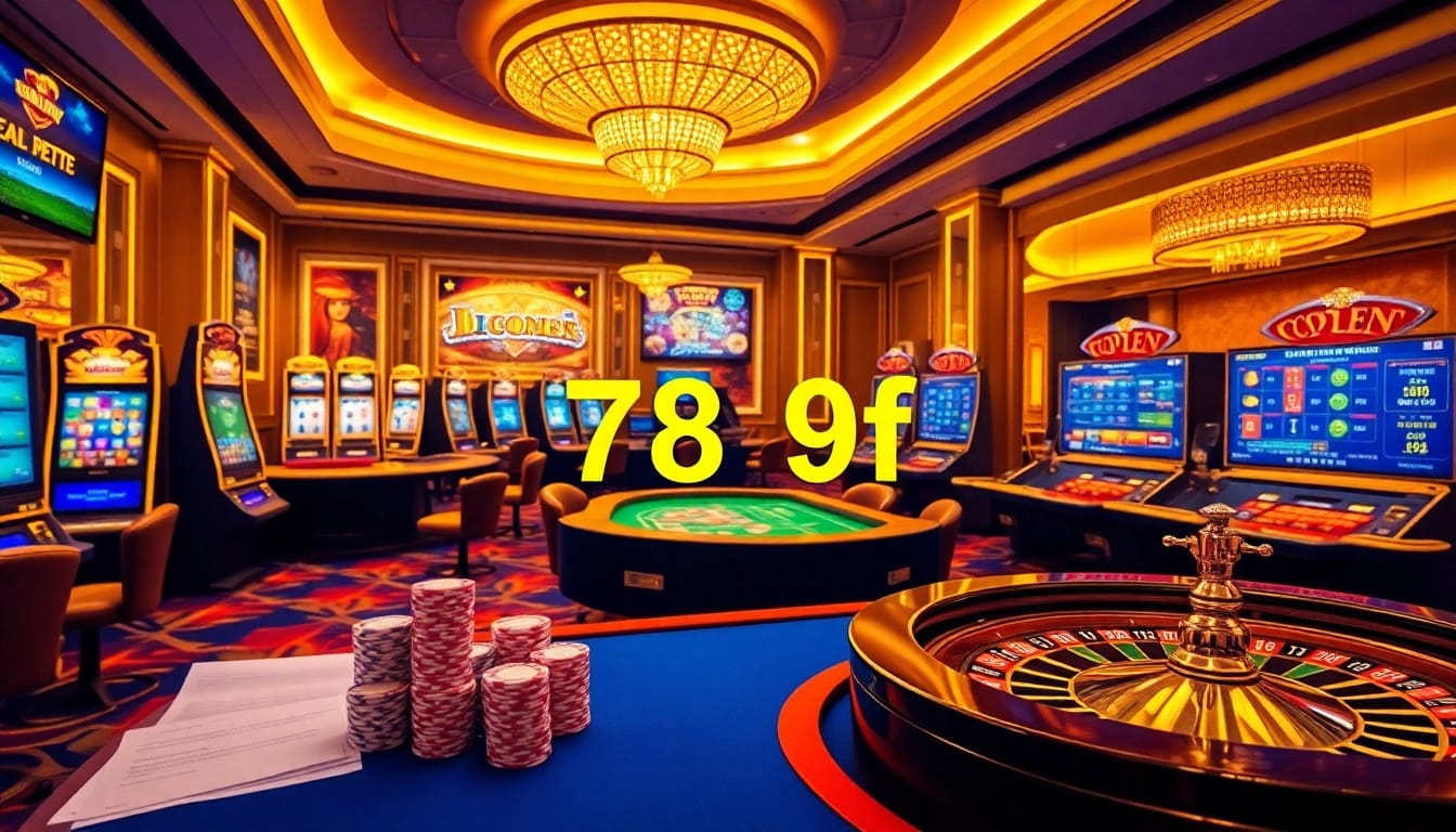 Experience thrilling gameplay at 789f with engaging casino elements like poker chips and slot machines.