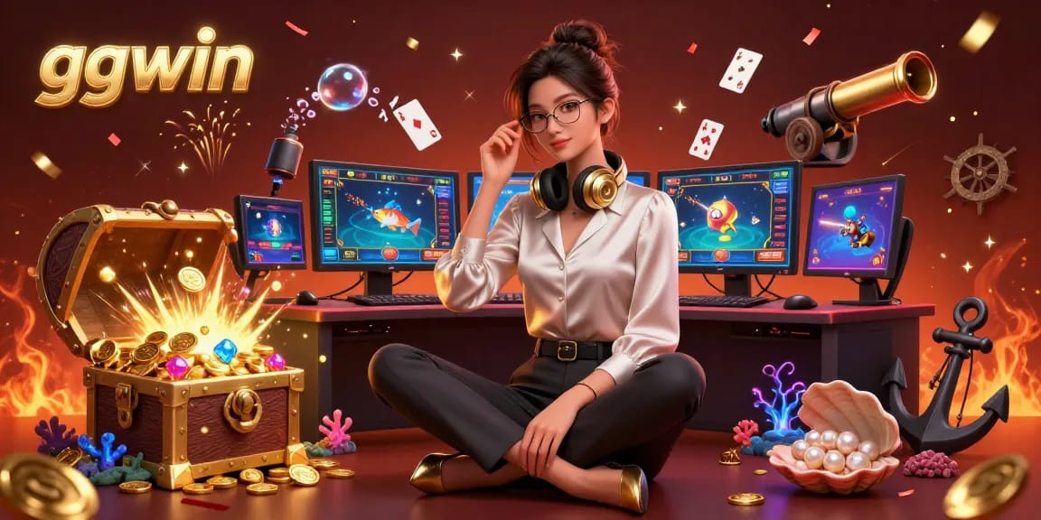 Engage with the immersive ggwin gaming experience featuring a skilled player at a high-tech setup amidst dynamic casino elements.