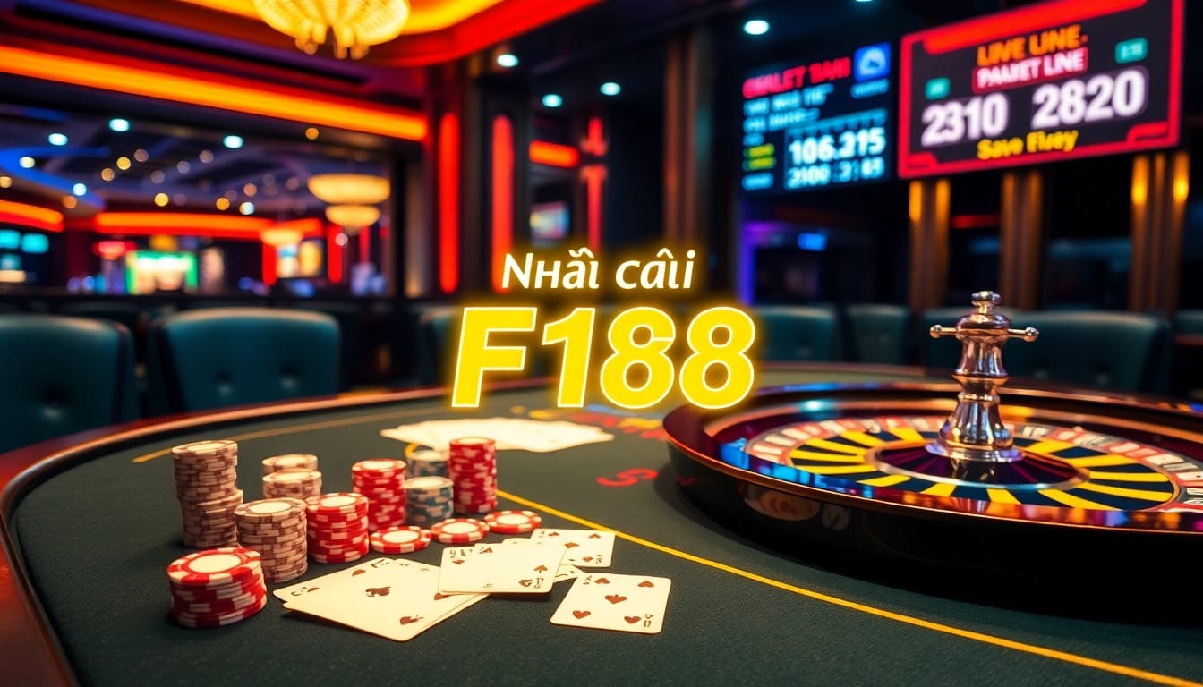 Experience luxury and excitement at Nhà cái F168 with vibrant casino tables and interactive gaming elements.