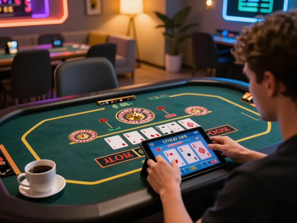 Player engaging in live casino games on vnloto88.com, showcasing interactive gaming experience.