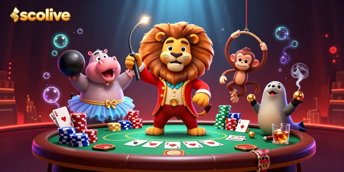 Socolive engages users with thrilling poker action featuring playful characters and vibrant casino elements.