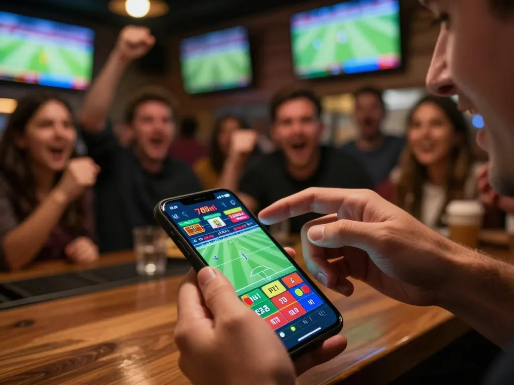 Placing exciting bets on 789bet's mobile app during a thrilling sports event.