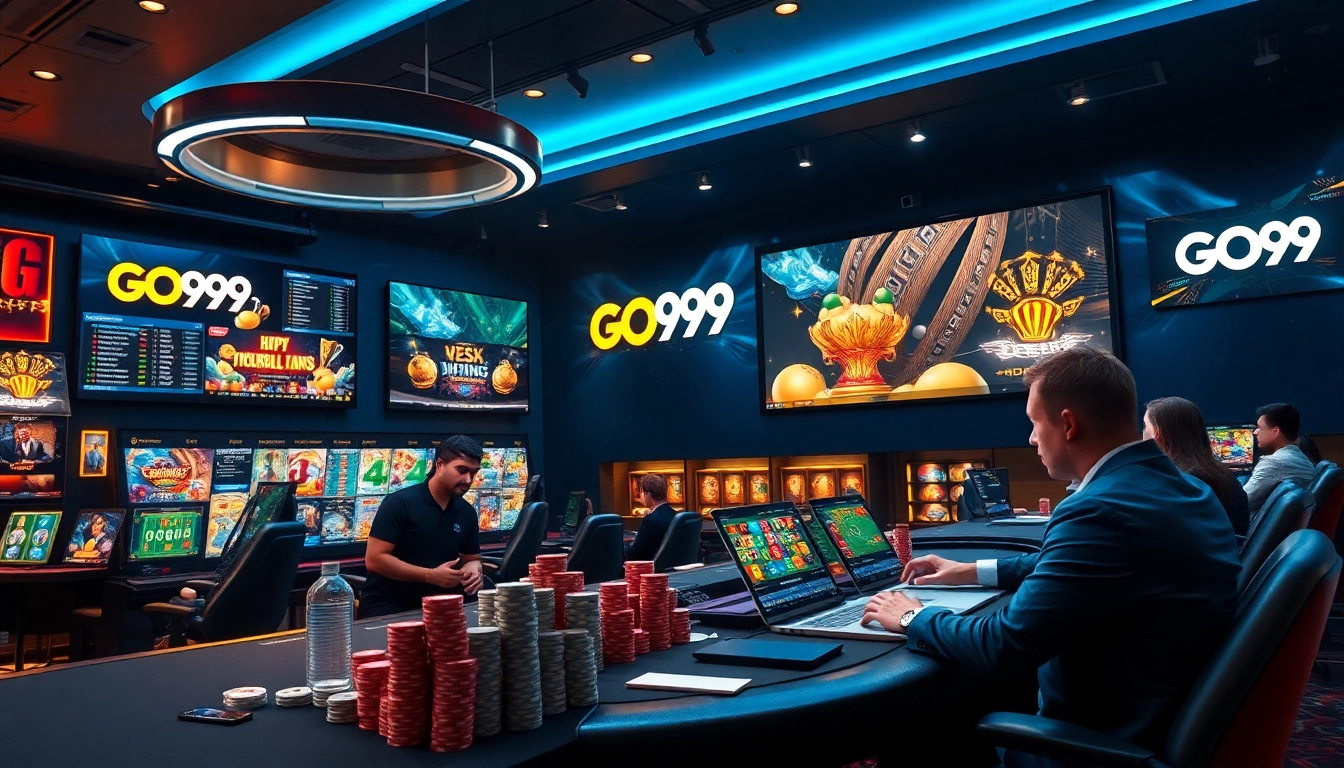 Experience the excitement of GO99's online casino and sports betting in a lively gaming atmosphere.