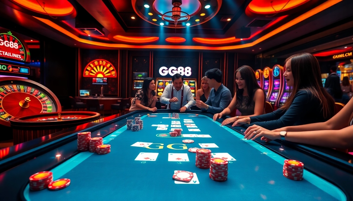 Experience thrilling gambling action at GG88 with vibrant casino tables and modern interfaces.