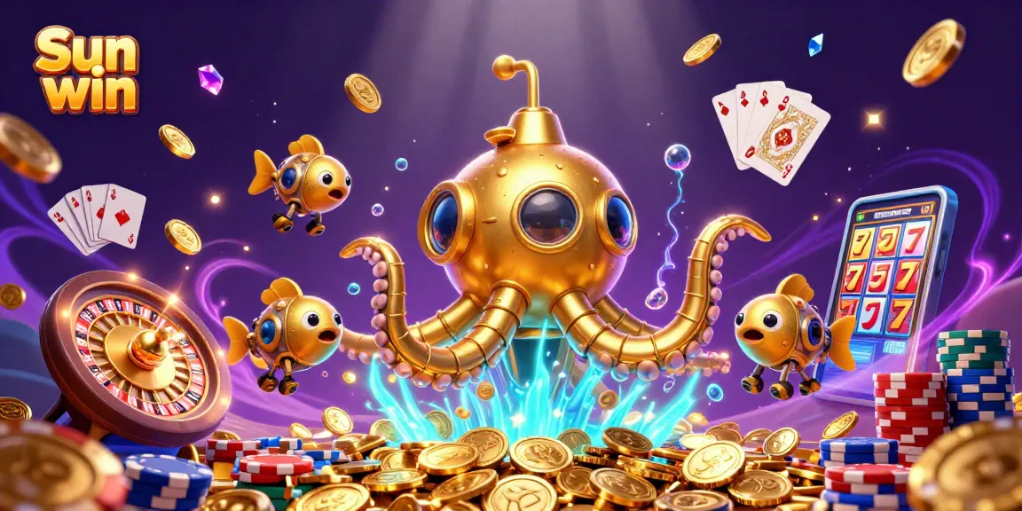Experience ultimate fun with Sun win: a thrilling underwater casino adventure featuring a golden kraken and sparkling gems.