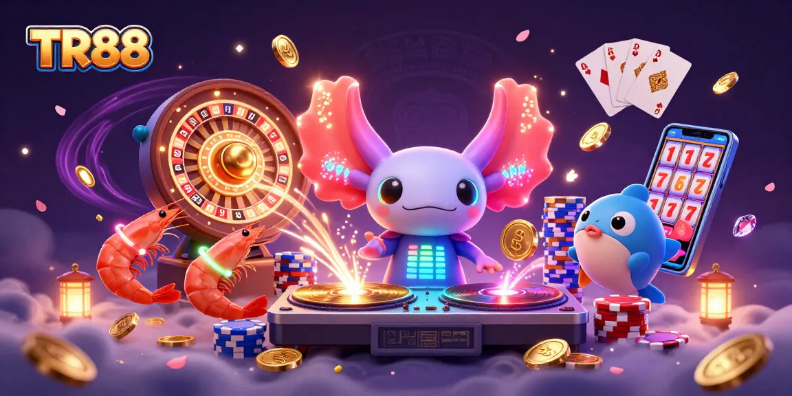 Experience the vibrant TR88 gaming scene with bustling characters and casino elements showcasing excitement and engagement.