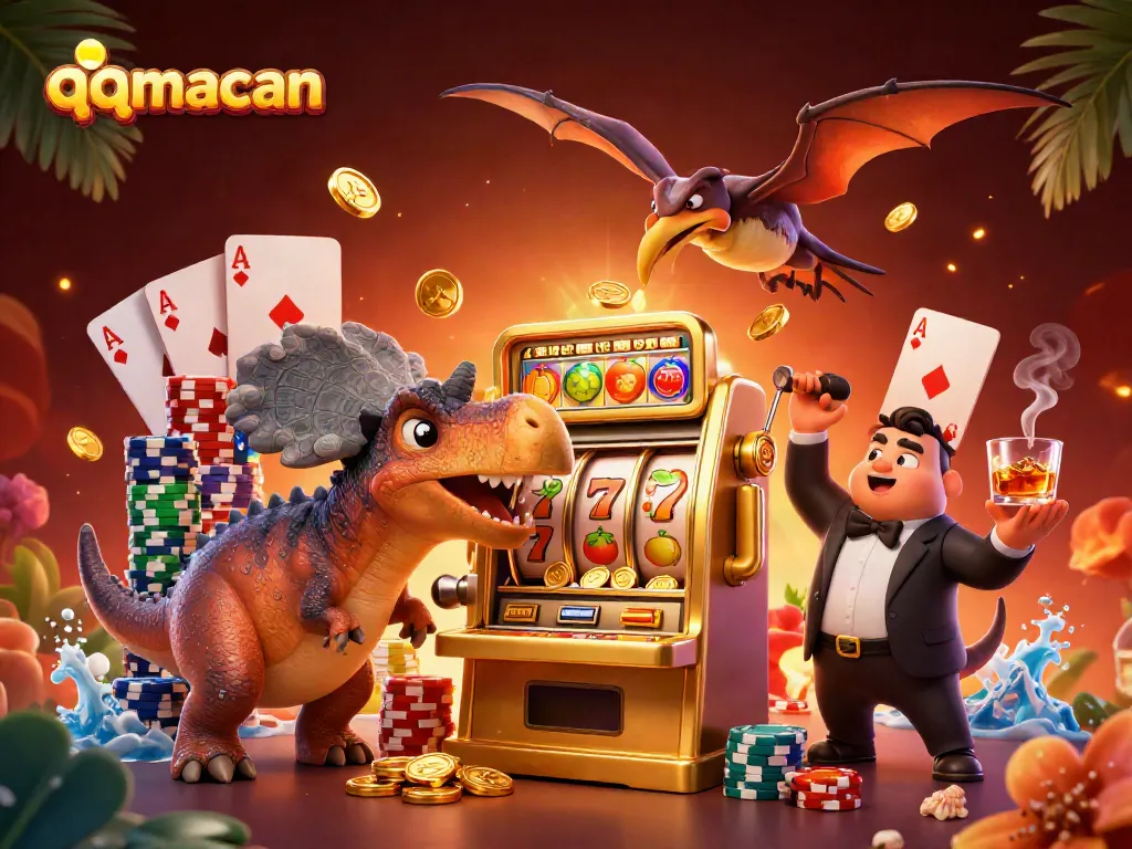 Experience winning with qqmacan as a pachycephalosaurus hits a golden slot machine for jackpot coins.