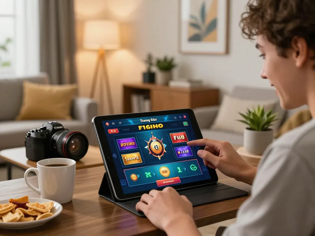 Player enjoying online gaming at Trang chủ F168, showcasing an engaging tablet interface.