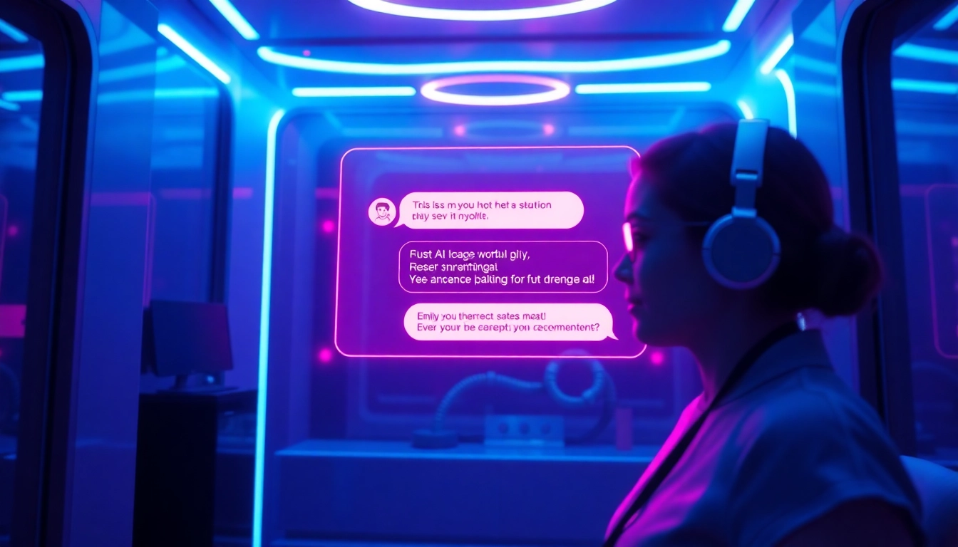 Sex AI chat interface showcasing an engaging virtual conversation in an innovative tech setting.