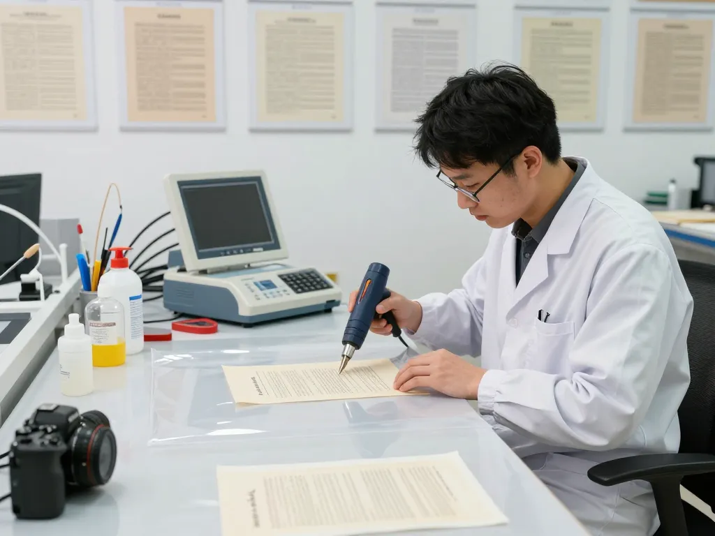 bóc ép plastic nghệ an technician restoring documents using advanced methods and technology in a professional workshop