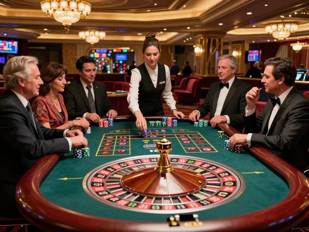 Players engaging at the vipwin roulette table, creating thrilling casino moments and excitement.
