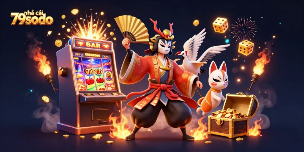 Play exciting games at nhà cái 79sodo with vibrant characters and casino elements.