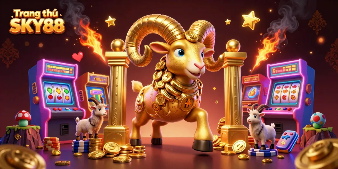 Experience the thrill of Trang chủ SKY88 with dynamic 3D casino action featuring golden ram and arcade games.